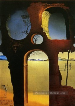 landscape Painting - Ruin with Head of Medusa and Landscape Salvador Dali